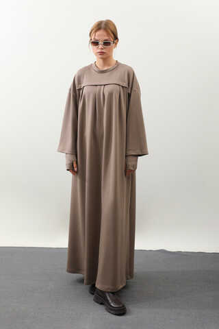 Eldiven Detay Elbise Toprak - 2