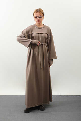 Eldiven Detay Elbise Toprak - 4