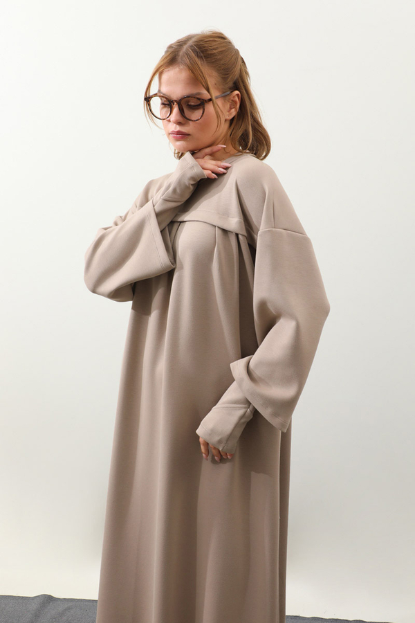 Eldiven Detay Elbise Vizon - 3