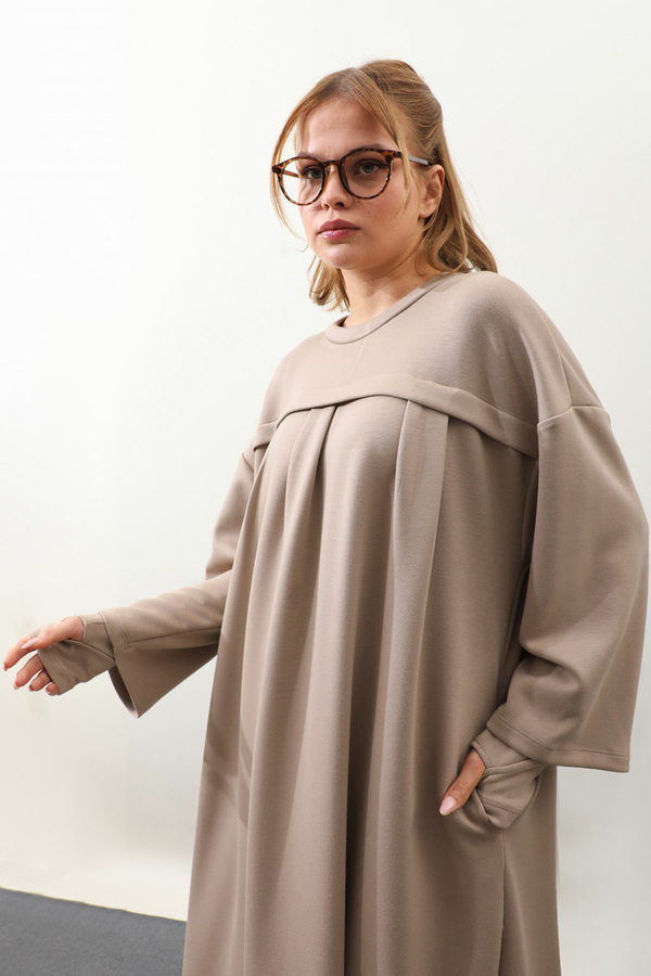 Eldiven Detay Elbise Vizon - 4