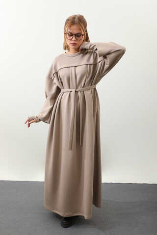 Eldiven Detay Elbise Vizon - 6