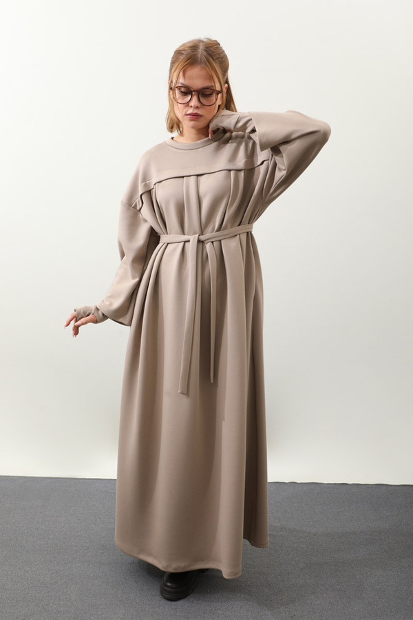 Eldiven Detay Elbise Vizon - 6