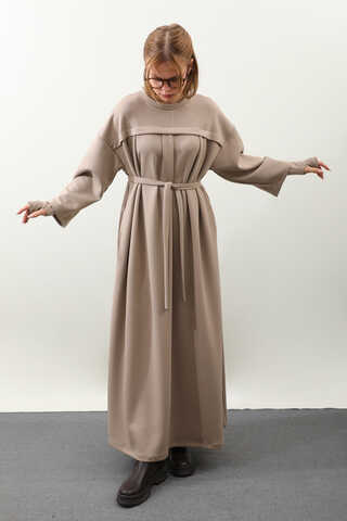 Eldiven Detay Elbise Vizon - 7