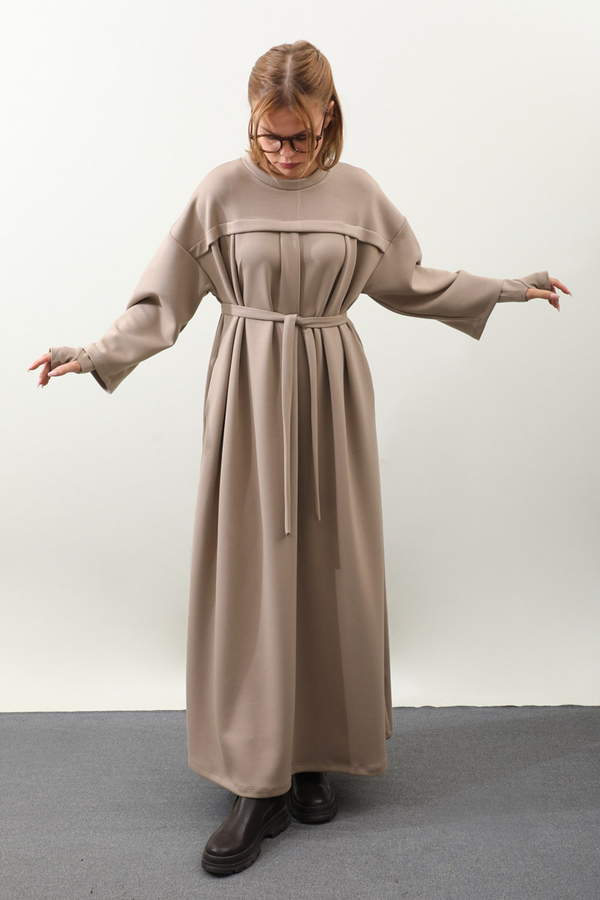 Eldiven Detay Elbise Vizon - 7