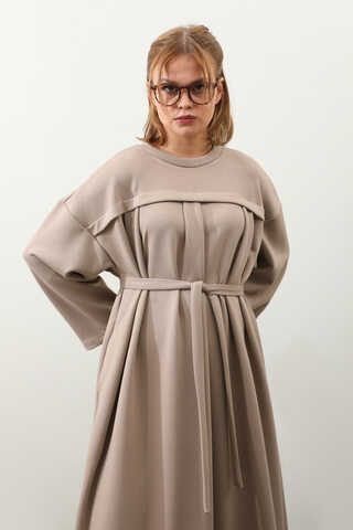 Eldiven Detay Elbise Vizon - 9