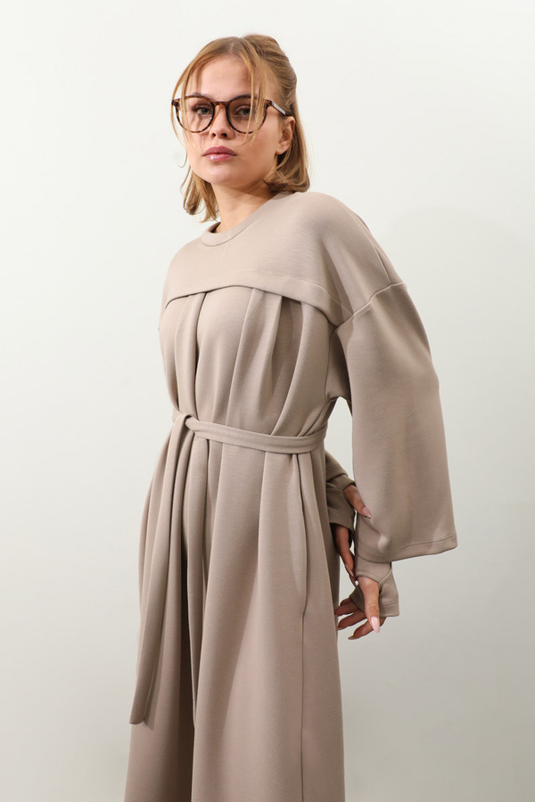 Eldiven Detay Elbise Vizon - 10