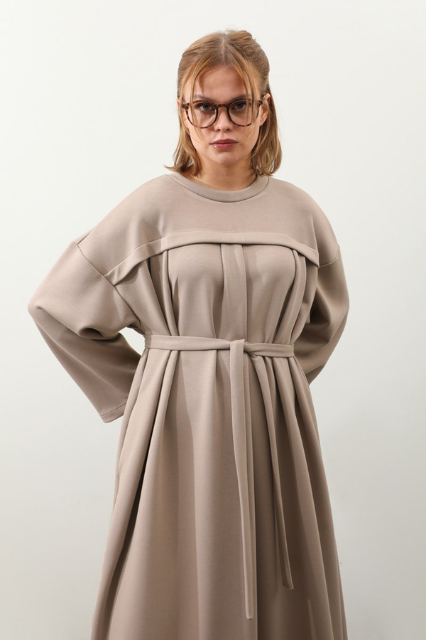 Eldiven Detay Elbise Vizon - 9