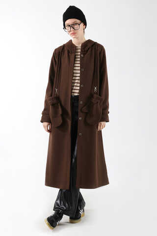 Eldivenli Kapüşonlu Kaban Kahverengi - 2