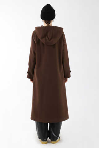 Eldivenli Kapüşonlu Kaban Kahverengi - 6