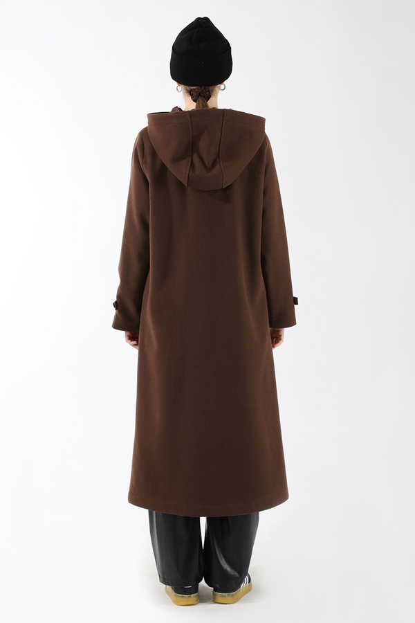 Eldivenli Kapüşonlu Kaban Kahverengi - 6