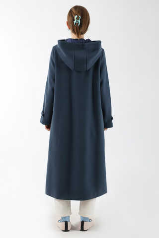 Eldivenli Kapüşonlu Kaban Lacivert - 6