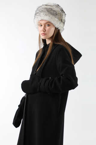 Eldivenli Kapüşonlu Kaban Siyah - 2