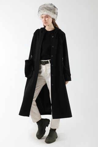 Eldivenli Kapüşonlu Kaban Siyah - 5