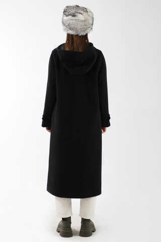 Eldivenli Kapüşonlu Kaban Siyah - 6