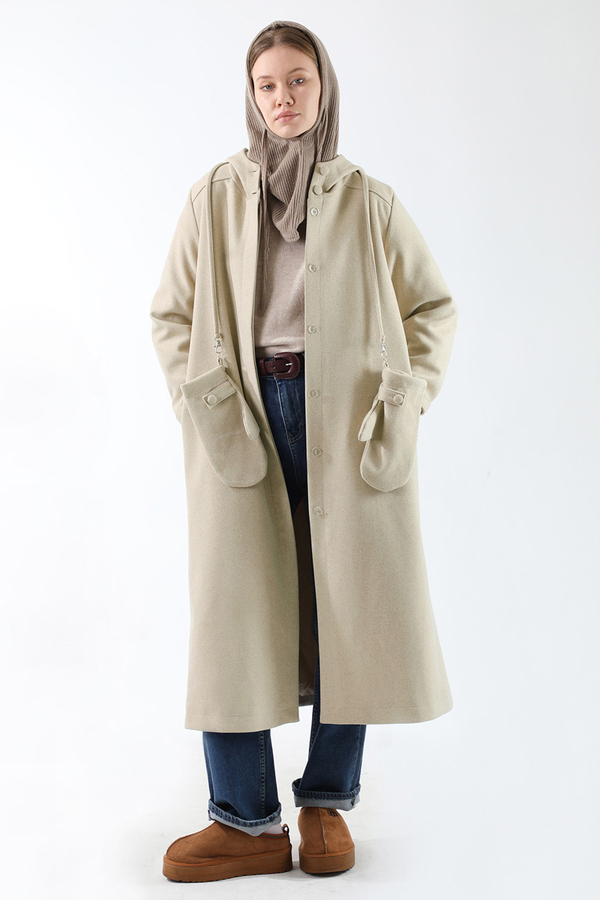 Eldivenli Kapüşonlu Kaban Taş - 1