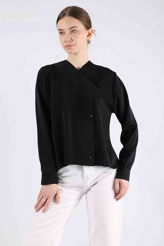 Embroidered Denim Shirt Black - 1
