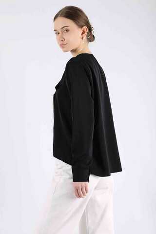 Embroidered Denim Shirt Black - 3