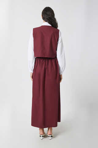 Embroidered Vest Skirt Set Burgundy - 11