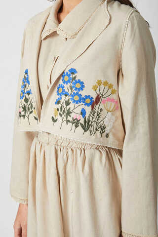 Embroidered Vest Skirt Set Stone - 5