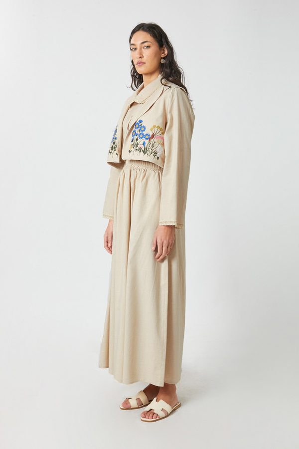 Embroidered Vest Skirt Set Stone - 7