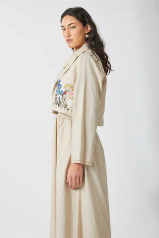 Embroidered Vest Skirt Set Stone - 10