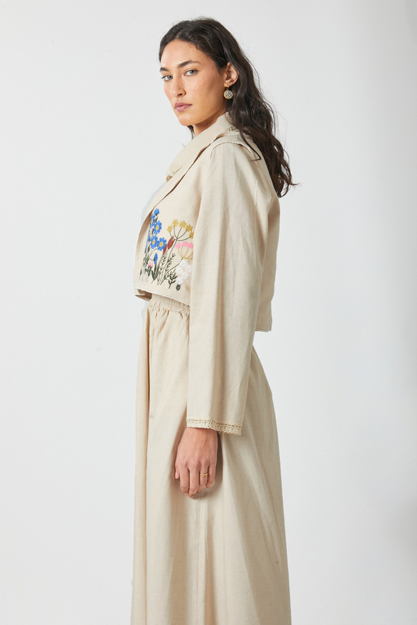 Embroidered Vest Skirt Set Stone - 10