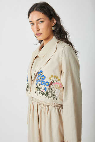 Embroidered Vest Skirt Set Stone - 4