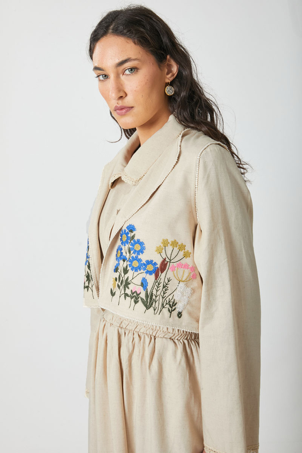 Embroidered Vest Skirt Set Stone - 4