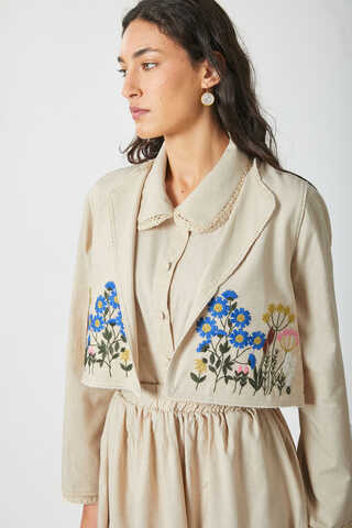 Embroidered Vest Skirt Set Stone - 6