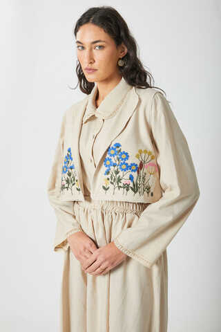 Embroidered Vest Skirt Set Stone - 9