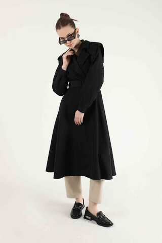 Epaulette Detailed Trench Coat Black - 1
