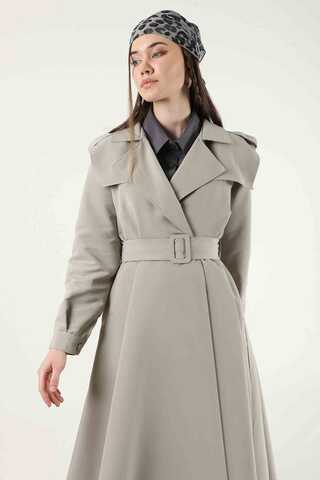 Epaulette Detailed Trench Coat Gravel - 2