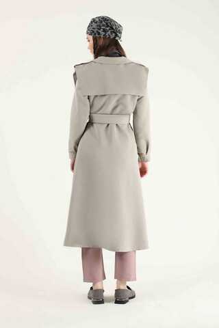 Epaulette Detailed Trench Coat Gravel - 5