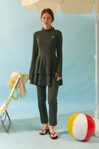 Eteği Katlı Mayo Takımı Haki - 2