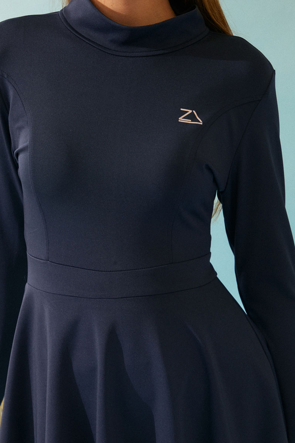 Eteği Katlı Mayo Takımı Lacivert - 8