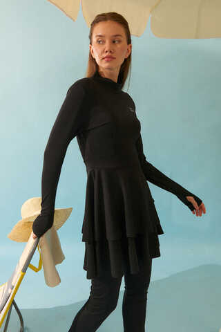 Eteği Katlı Mayo Takımı Siyah - 2