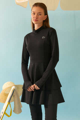 Eteği Katlı Mayo Takımı Siyah - 5