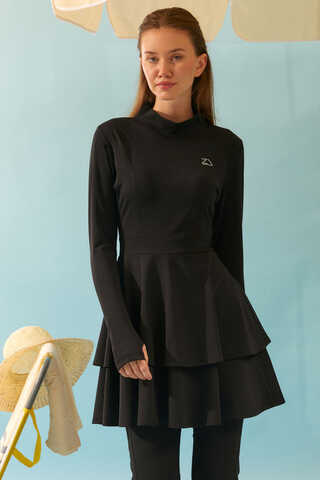 Eteği Katlı Mayo Takımı Siyah - 6