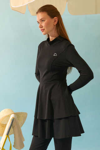 Eteği Katlı Mayo Takımı Siyah - 8