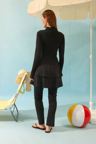 Eteği Katlı Mayo Takımı Siyah - 11