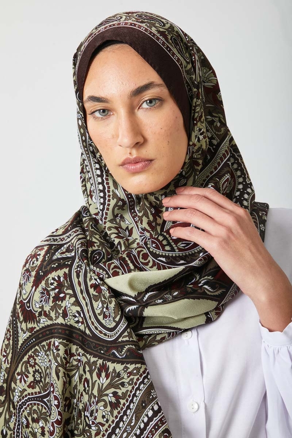 Etnik Desen Şal Acı Kahve - 2