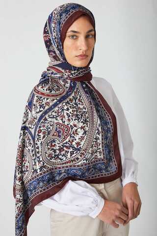 Etnik Desen Şal Bordo - 1