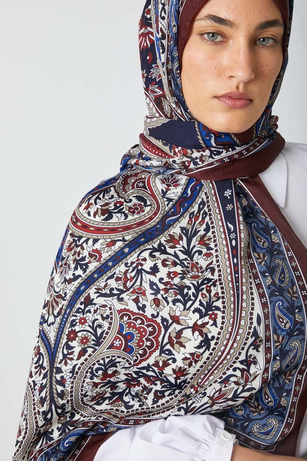 Etnik Desen Şal Bordo - 2