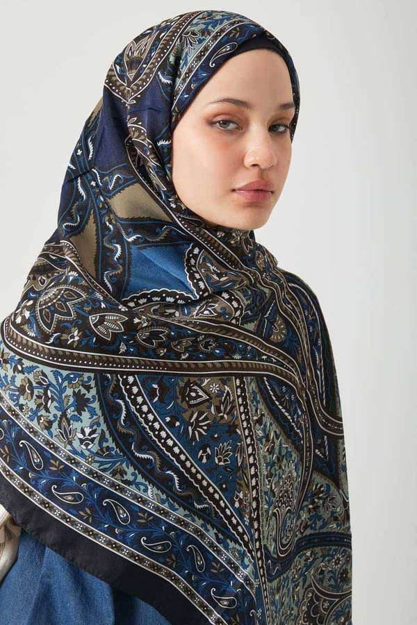 Etnik Desen Şal İndigo - 2