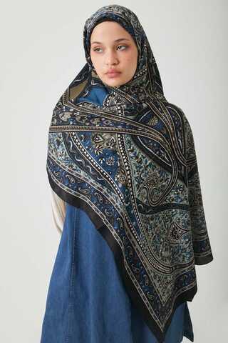 Etnik Desen Şal İndigo - 3