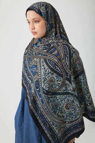 Etnik Desen Şal İndigo - 4