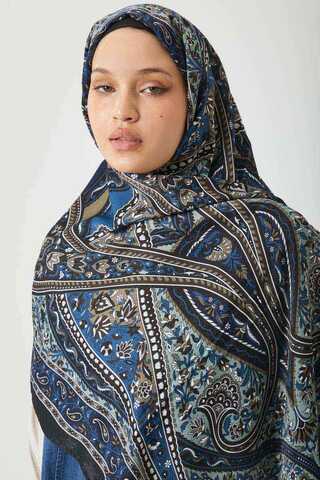 Etnik Desen Şal İndigo - 5