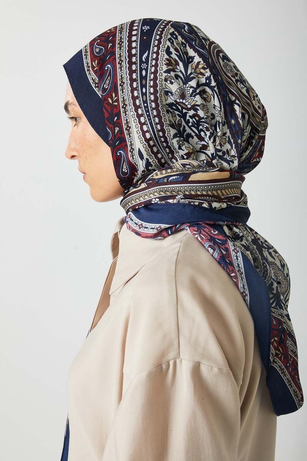 Etnik Desen Şal Lacivert - 3