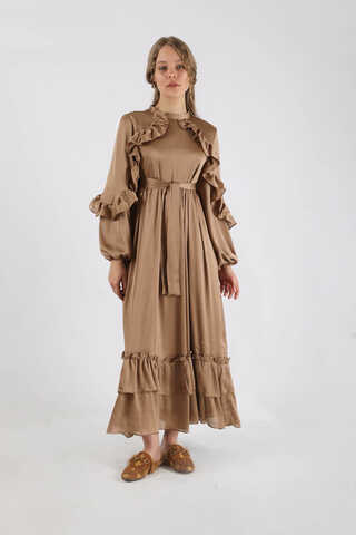Faba Abiye Elbise Kahve - 3