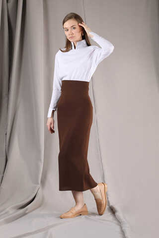 Femina Pencil Skirt Set Brown - 1